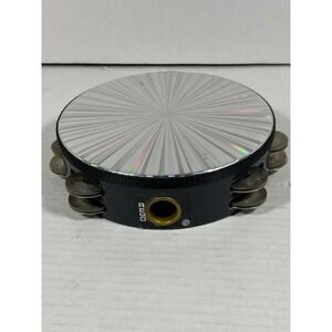 Remo 8 Inch Tambourine Holographic Sunburst Double Row Jingles Black Handheld